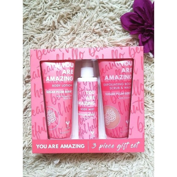 You Are Amazing Hello Beautiful Skin SUGAR PLUM BERRY 3 Piece Gift Set SEALED! - Picture 1 of 12